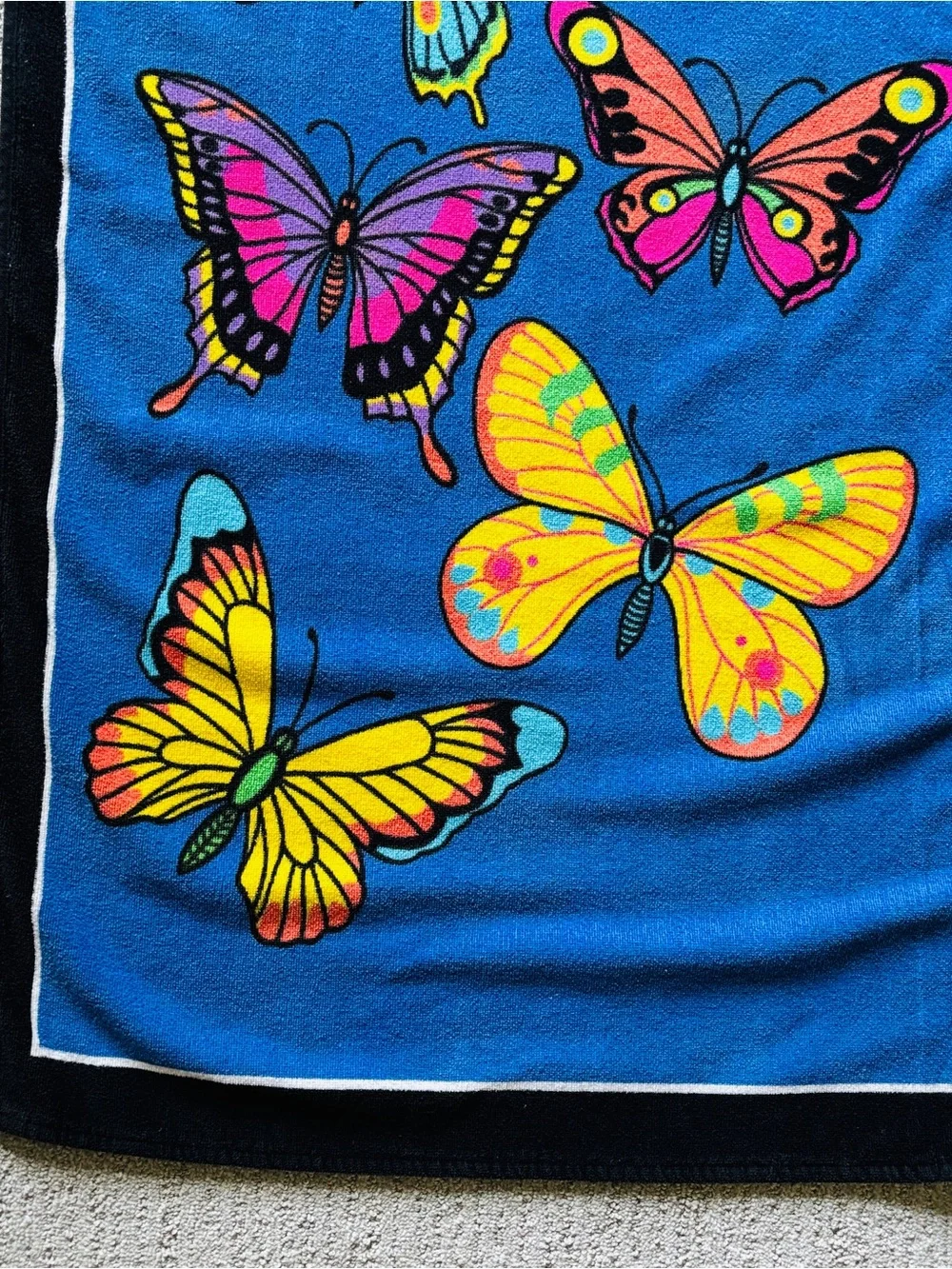 Vintage Beach Towel Butterflies Butterfly Pink Blue Multicolored 57